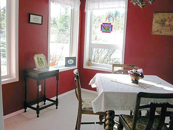 Sunny dining room at this Canmore B&B